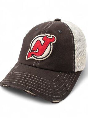 NHL Dad Hat, New Jersey Devils, Embroidered, Distressed Vintage, Mesh, Snapback